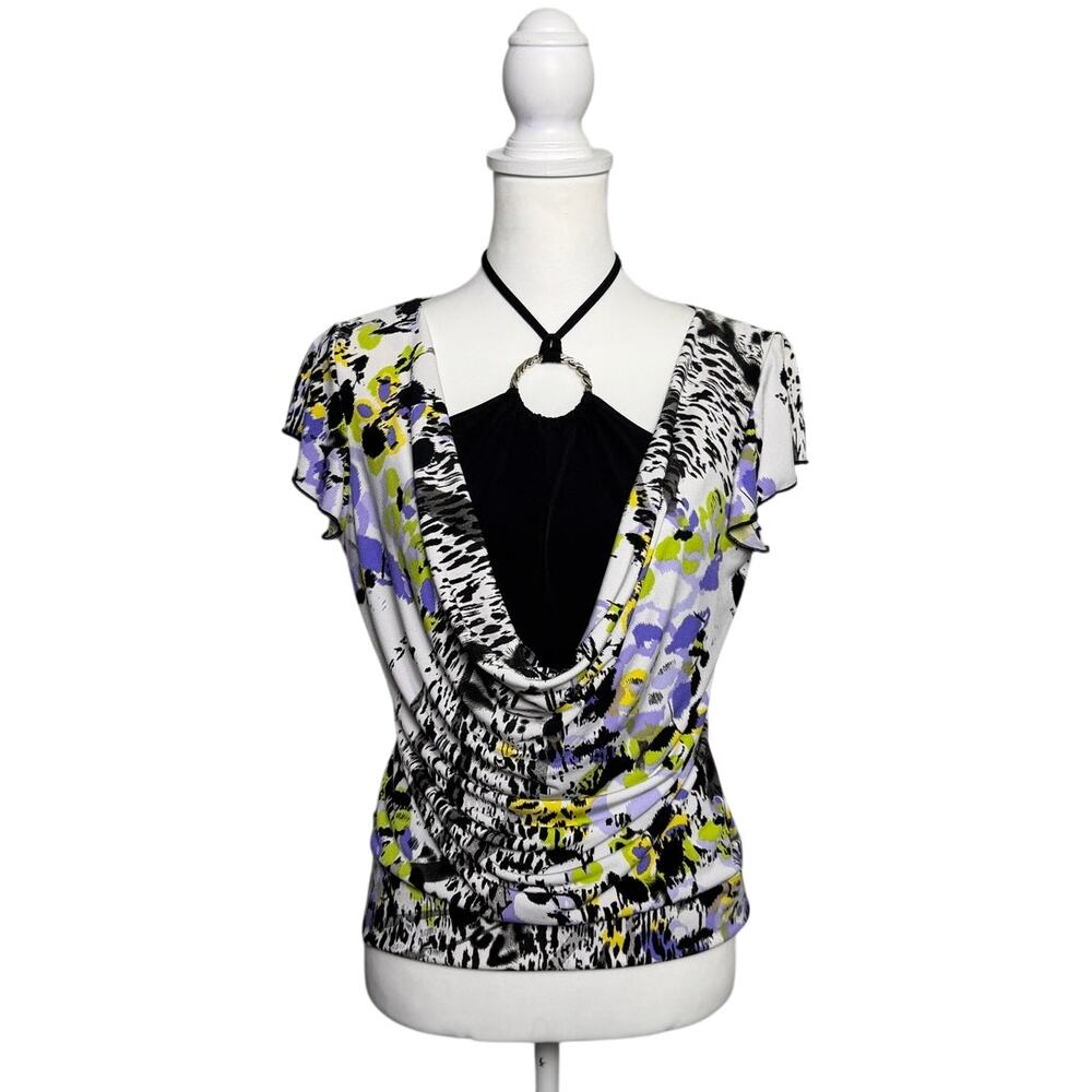 Vintage Y2K IZ Byer California Cowl Neck Layered Halter Top Size XL